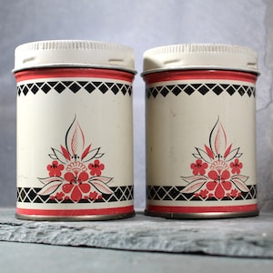 Mid-Century Declare Kitchen Shakers | Set of 2 Decoware Tin Shaker Containers | Classic Kitchen Kitsch | Bixley Shop