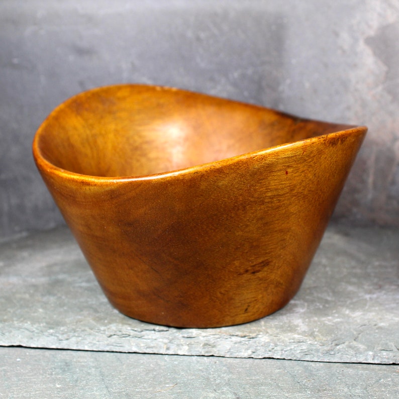 Vintage Mid-Century Carved Wooden Bowl David Auld Style Small Wooden Bowl Scandinavian Style Solid Wooden Bowl Bixley Shop image 1