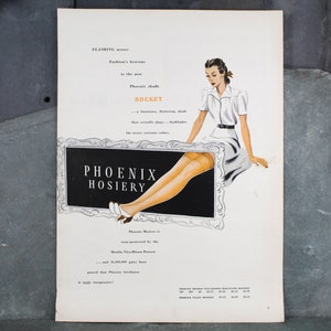 1950s Phoenix Hosiery Advertisement from Milwaukee, WI UNFRAMED Vintage Advertising Page Women's 1950s Fashion Ad Bixley Shop image 3
