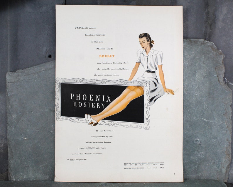 1950s Phoenix Hosiery Advertisement from Milwaukee, WI UNFRAMED Vintage Advertising Page Women's 1950s Fashion Ad Bixley Shop image 3