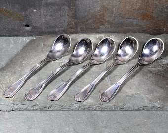 Set of 5 Reed & Barton Silver Plate Preserve Spoons - Commonwealth Pattern - Silver Sugar/Berry Spoons | Bixley Shop