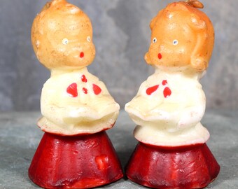 Vintage GURLEY Carolers Candles | 3&quot; Boy & Girl Carolers | Circa 1950s Vintage Gurley Candle | Vintage Holiday | Bixley Shop
