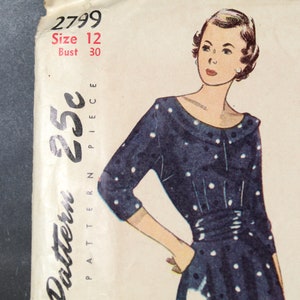 1949 Simplicity 2799 Blouse Pattern Size 12, Bust 30 Cut, Complete Pattern Bixley Shop image 2