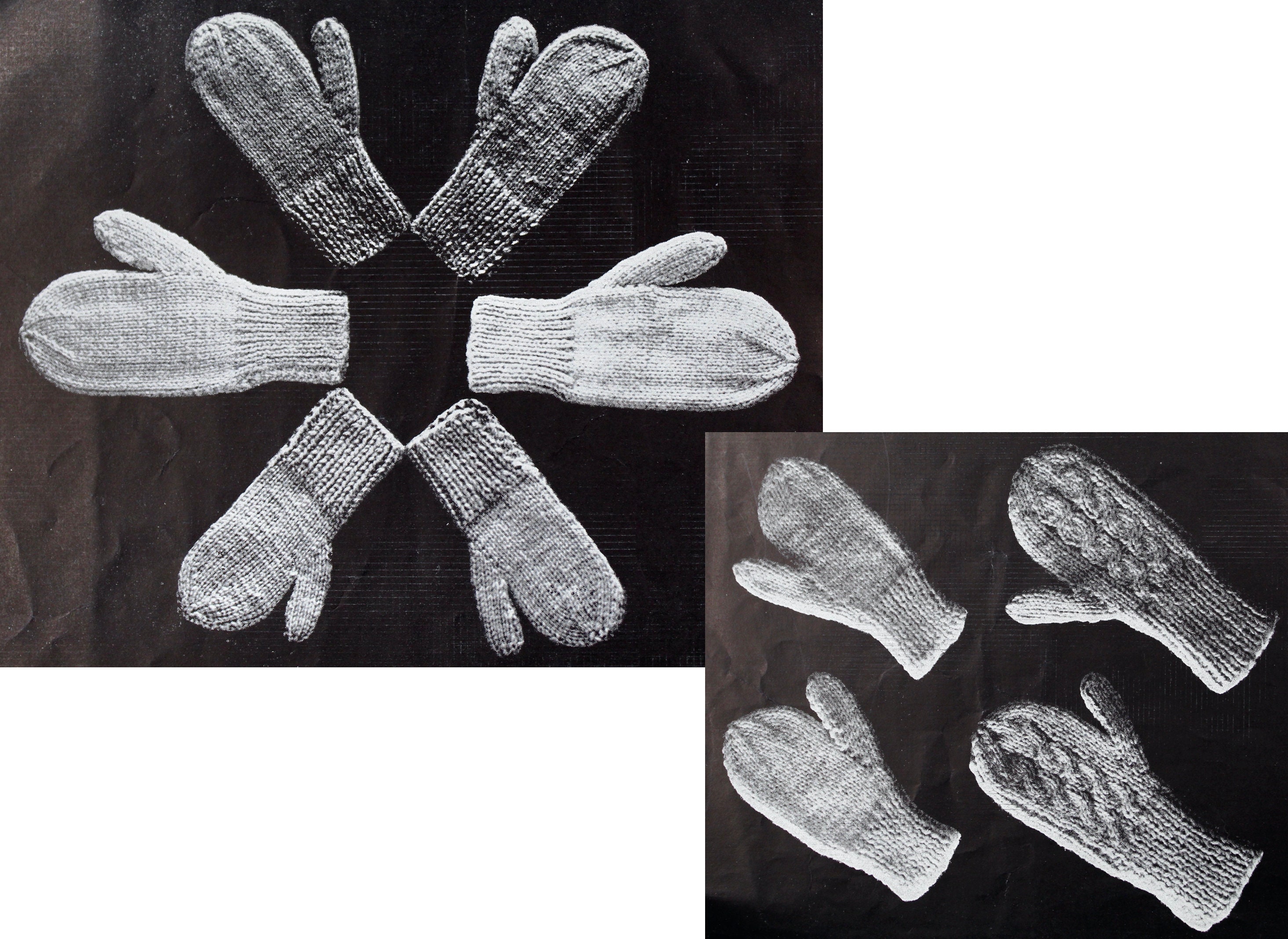 1945 TwoNeedle Mittens Easy to Knit 2 Needle Mittens by Nell Etsy