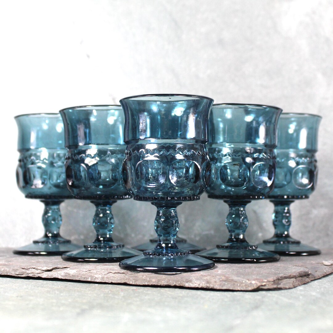 Colony Glass Cordial Glasses | Set of 6 | MCM Smokey Blue Shot Glasses ...