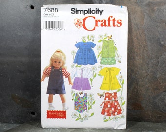 Simplicity #7688 18" Doll Dress Pattern | 1997 | UNCUT & Factory Folded | Vintage Sewing Pattern for American Girl Dolls | Bixley Shop