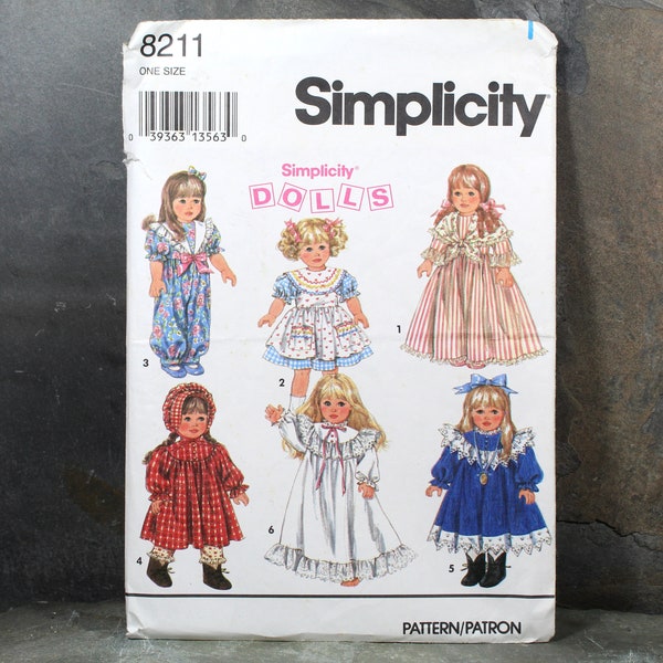 1994 Simplicity #8211 18" Doll Clothes Pattern | American Girl Doll Size Clothes Pattern | COMPLETE, CUT in Original Envelope | Bixley Shop