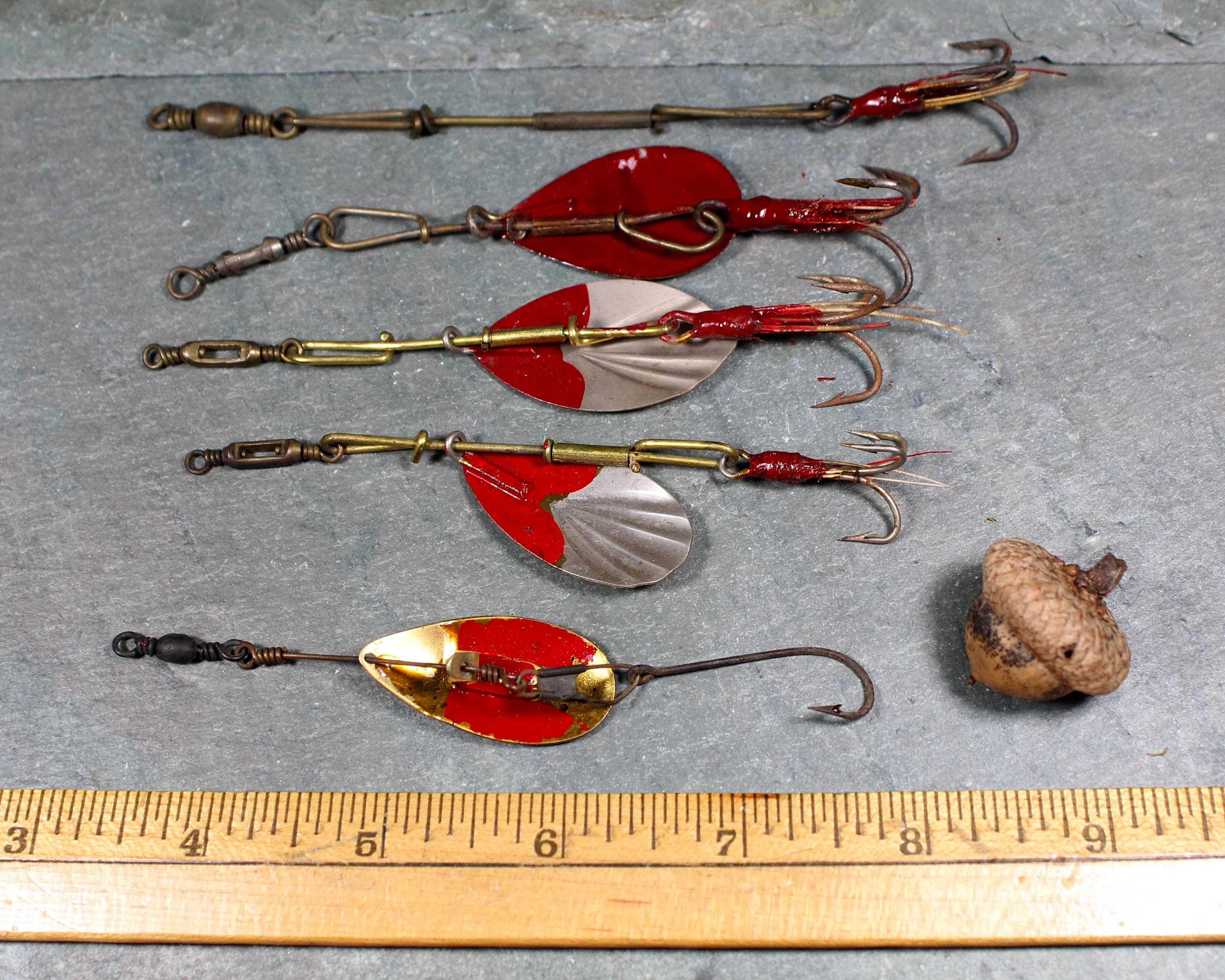 Set of 5 Vintage Fishing Lures Circa 1950s/1960s 2 Marked G.M.