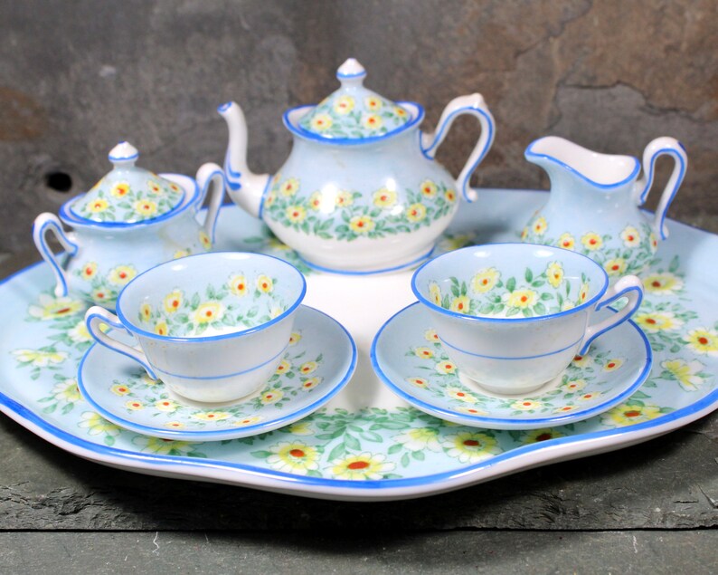 Staffordshire Fine Bone China Miniature Tea Set Hand Painted Etsy