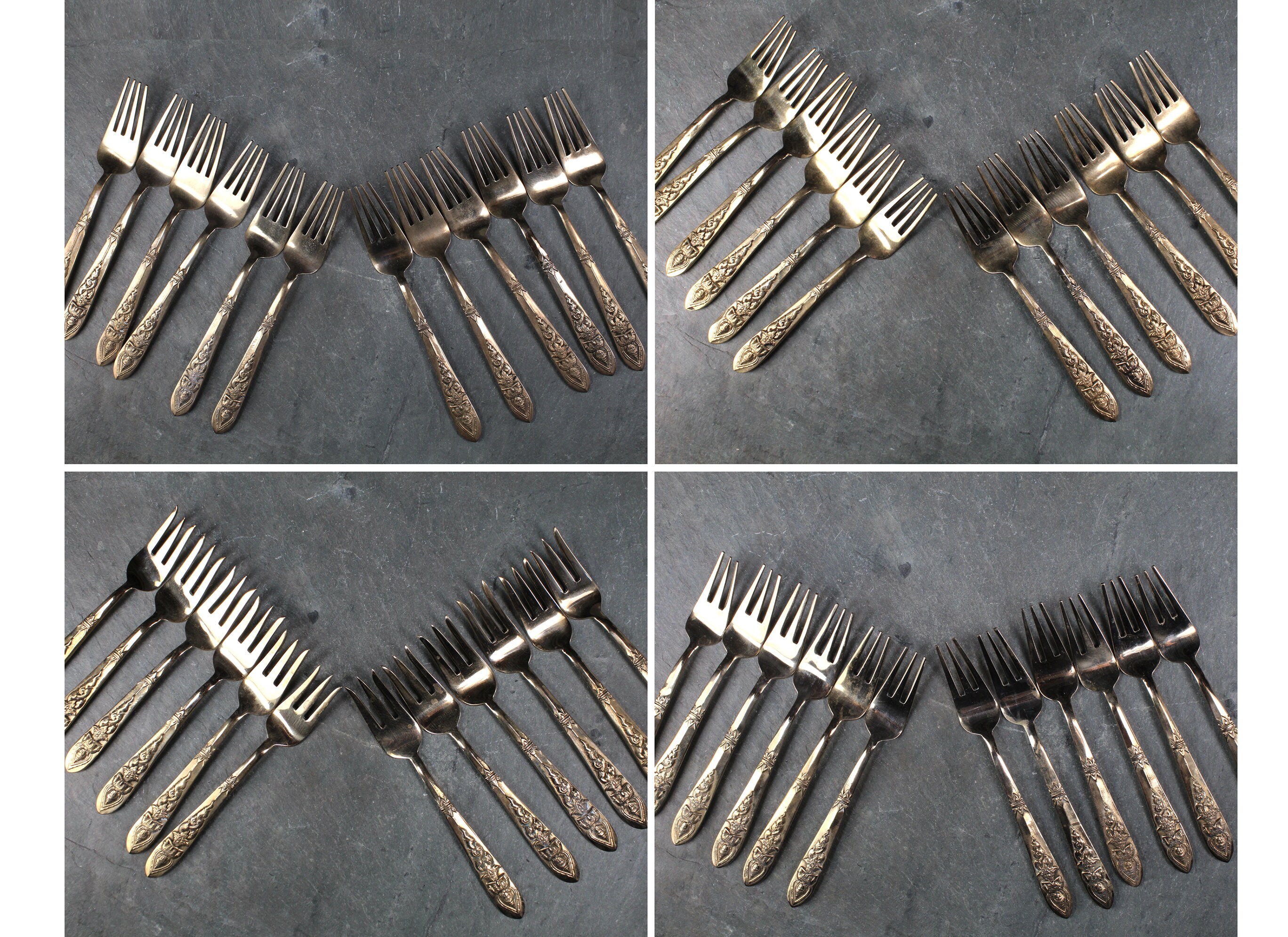 145 Piece Bronze Flatware From Thailand Twelve 11 Piece Etsy