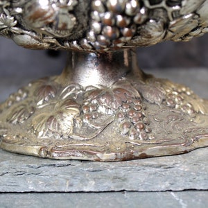 Vintage Ornate Silver-Toned Serving Dish with Handle Fruit Motif Circa 1950s D.T.CO 8103 Made in Japan Thanksgiving Bixley Shop image 6