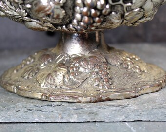 Vintage Ornate Silver-toned Serving Dish With Handle | Fruit