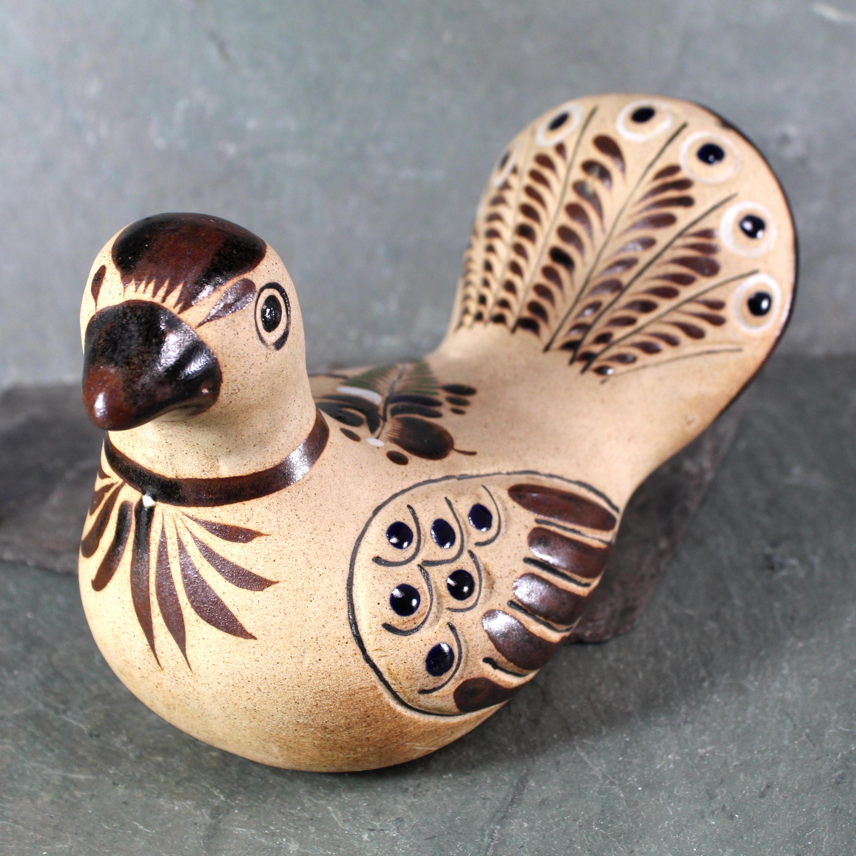 工芸品 Tonala pottery bird Vintage Mexican Tonala Folk Art Pottery Hand Painted Bird