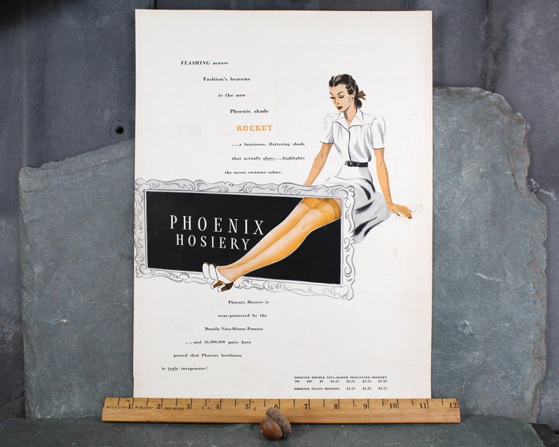 1950s Phoenix Hosiery Advertisement from Milwaukee, WI UNFRAMED Vintage Advertising Page Women's 1950s Fashion Ad Bixley Shop image 10
