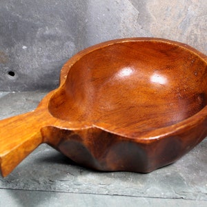 Vintage Mid-Century Carved Wooden Bowl Pear Shaped Fruit Bowl Mid-Century Rustic Modern Bixley Shop image 2