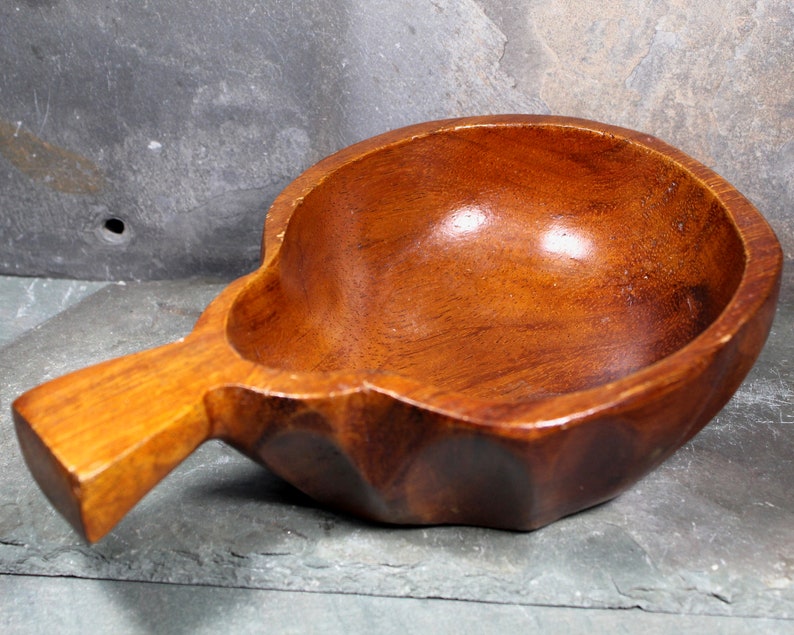 Vintage Mid-Century Carved Wooden Bowl Pear Shaped Fruit Bowl Mid-Century Rustic Modern Bixley Shop image 2