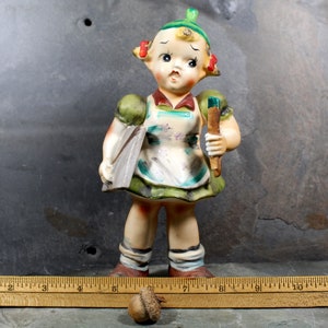 Vintage Artist 8 Ceramic Figure by Chase, circa 1950s Made in Japan Girl on Her Way to Art Class Bixley Shop image 9