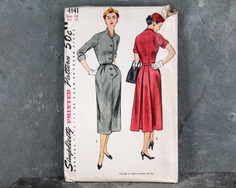1952 Simplicity #4141 Dress Pattern | Size 14/Bust 32" | COMPLETE Cut Pattern in Original Envelope | Bixley Shop