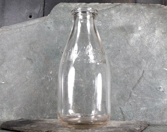 Vintage One Quart Milk Bottle | Miller's Ludlow Milk Bottle | Mass Seal One Quart | Vintage Flower Vase | Ludlow, Massachusetts