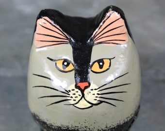 Vintage Cat Shaped Lacquered Box | Hand Painted Trinket Box | Black Cat | Cat Lover | Stocking Stuffer | Bixley Shop