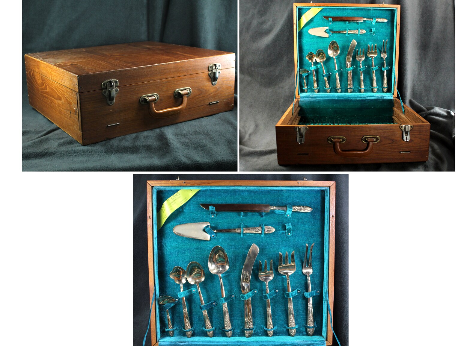 145 Piece Bronze Flatware From Thailand Twelve 11 Piece Etsy