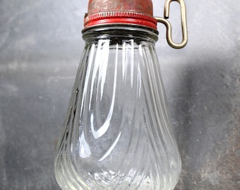 1940s Nut Grater - Glass Jar with Red Cap, Turn-Key Grater Attachment | Vintage Kitchen Decor | Bixley Shop