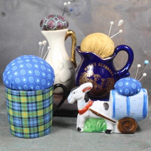 Blue Upcycled Pin Cushions | Classic Blue Vintage Pin Cushions | Your Choice | Hand-Crafted by Bixley Shop