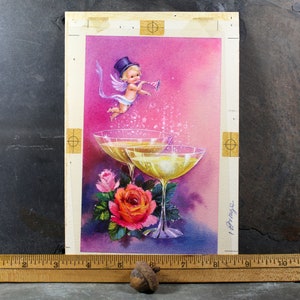 VERY RARE ORIGINAL Gouache Painting by Artist Shu Dick Ju 1960s/70s Original New Year's Card Art Greeting Card Art Bixley Shop image 10