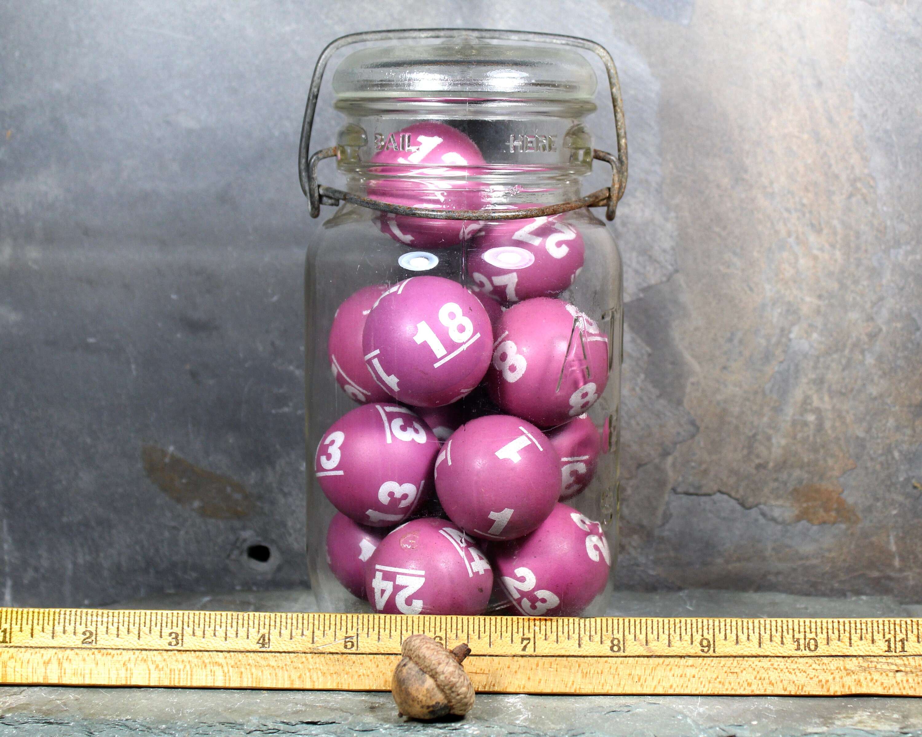 Vintage Bingo Balls in a Mason Jar Unusual Pop of Color Etsy