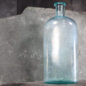Antique Large Bottle | WT & Co Pale Blue Green Bottle | Vintage Apothecary | Rustic Decor | Bixley Shop