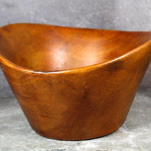 Vintage Mid-Century Carved Wooden Bowl David Auld Style Small Wooden Bowl Scandinavian Style Solid Wooden Bowl Bixley Shop image 3