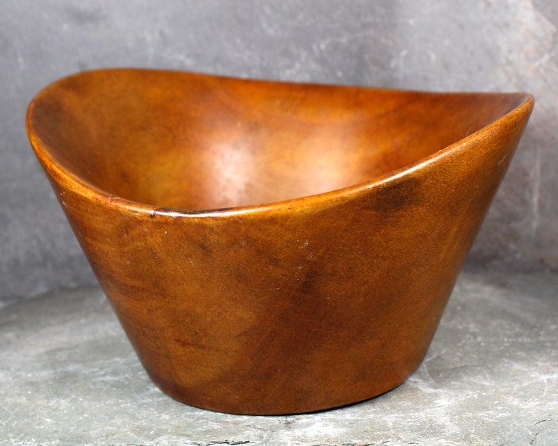 Vintage Mid-Century Carved Wooden Bowl David Auld Style Small Wooden Bowl Scandinavian Style Solid Wooden Bowl Bixley Shop image 3