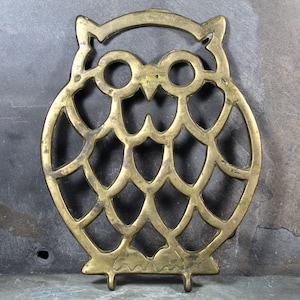 FOR OWL LOVERS! Lovely Brass Owl Trivet | Vintage Brass Hot Pad | Vintage Brass Trivet | Bixley Shop