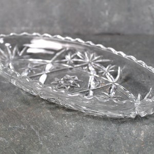 Anchor Hocking Clear Boat Glass Dish Candy/Relish Oblong Dish or Trinket Dish Pressed Glass Starburst Pattern Bixley Shop image 9
