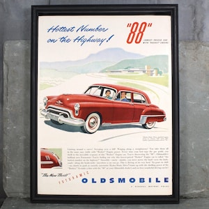 1949 Vintage Oldsmobile 88 Advertisement | UNFRAMED Vintage Advertising Page | 1949 Vintage Car Ad | Pillsbury Pancake Mix 1949 Ad