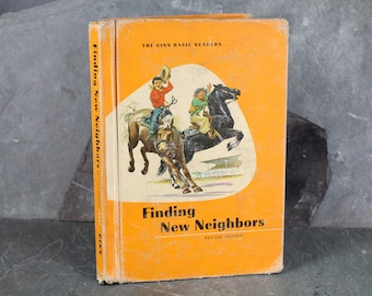 Finding New Neighbors | 1961 Vintage Schoolbook | Beautiful Full-Color Mid-Century Art | Ginn Basic Readers | Bixley Shop