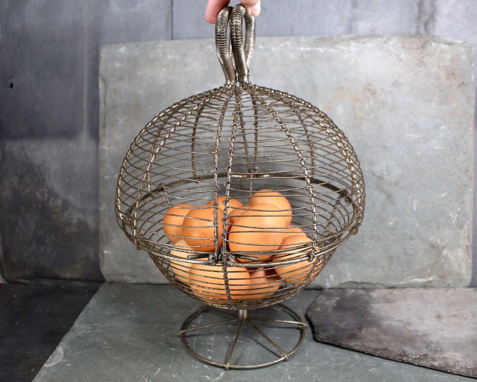 Egg Collecting Basket Vintage Patina Antique French Farm Etsy