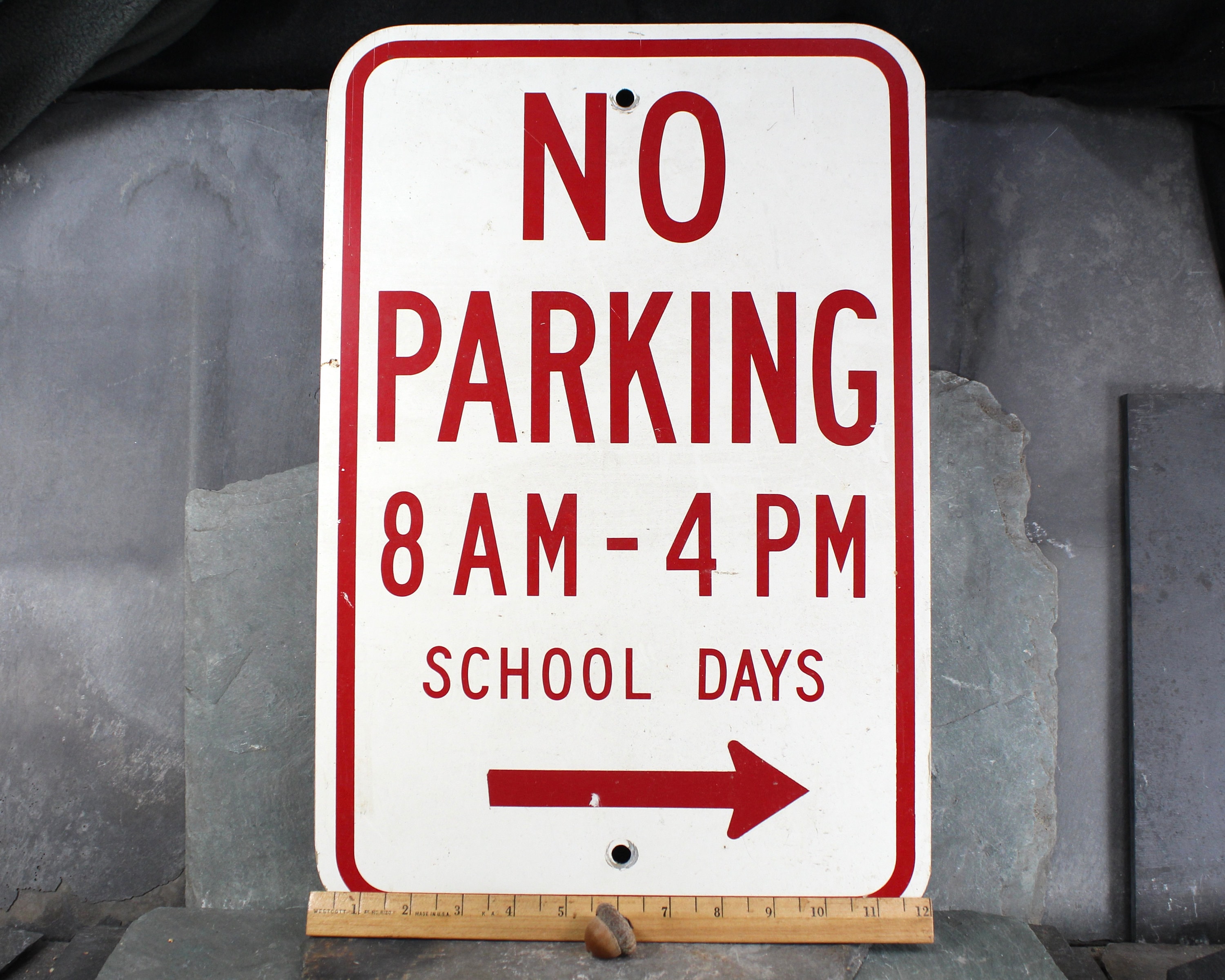 Vintage Metal No Parking Sign | No Parking 8am-4pm School Days