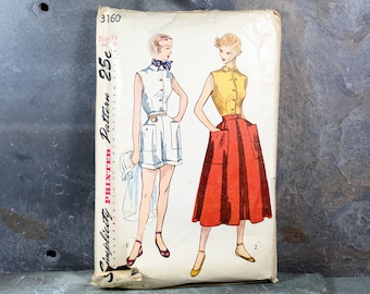 1950 Simplicity #3160 Pattern | Your Choice of Sizes 14/Bust 32" or 12/Bust 30" | COMPLETE Cut Pattern in Original Envelope | Bixley Shop