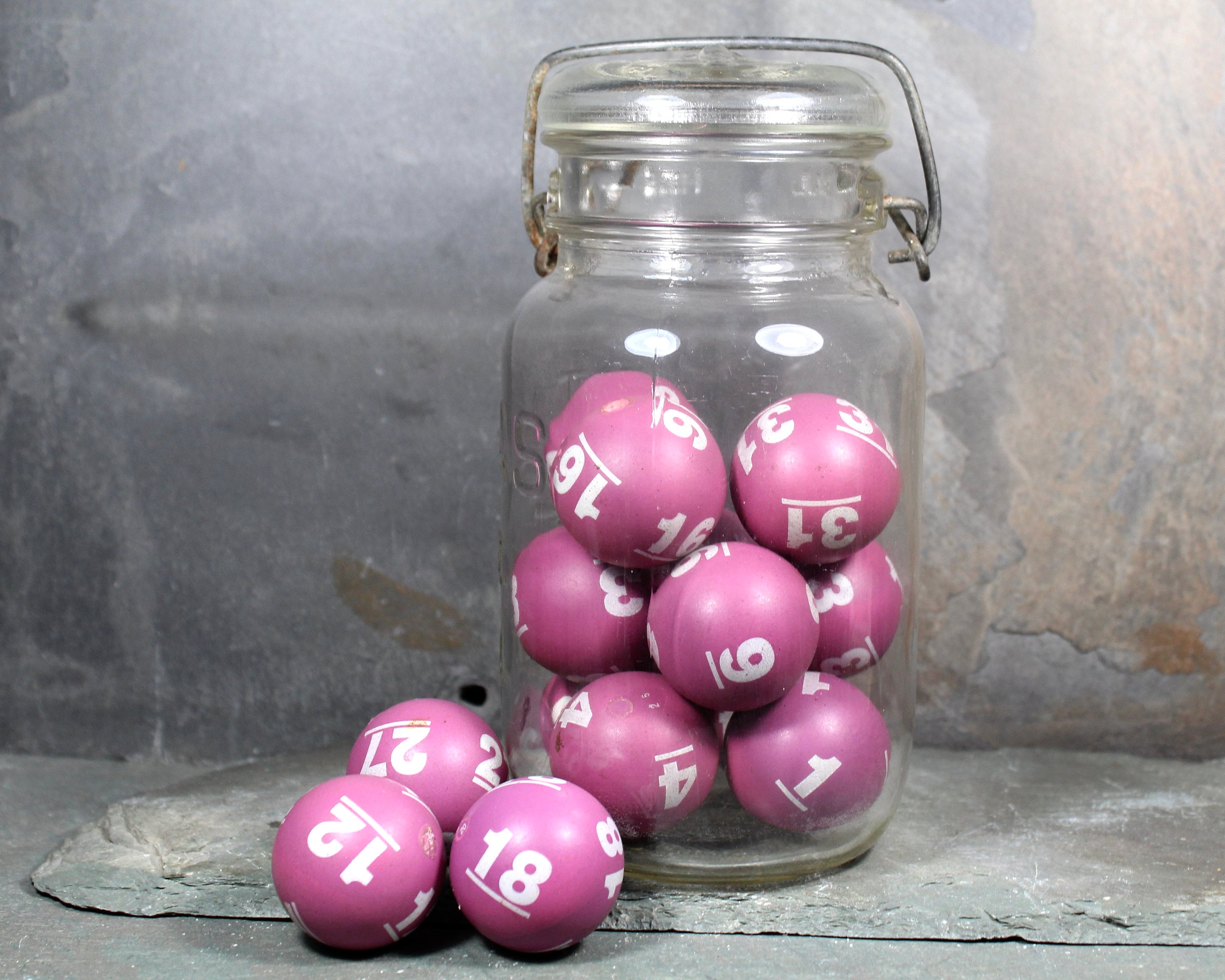 Vintage Bingo Balls in a Mason Jar Unusual Pop of Color Etsy