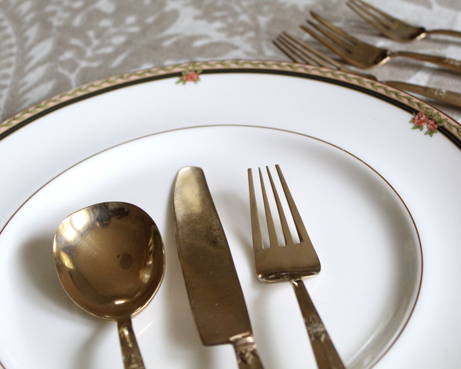 145 Piece Bronze Flatware From Thailand Twelve 11 Piece Etsy