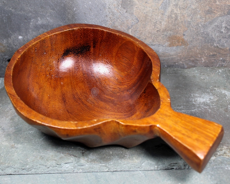 Vintage Mid-Century Carved Wooden Bowl Pear Shaped Fruit Bowl Mid-Century Rustic Modern Bixley Shop image 3