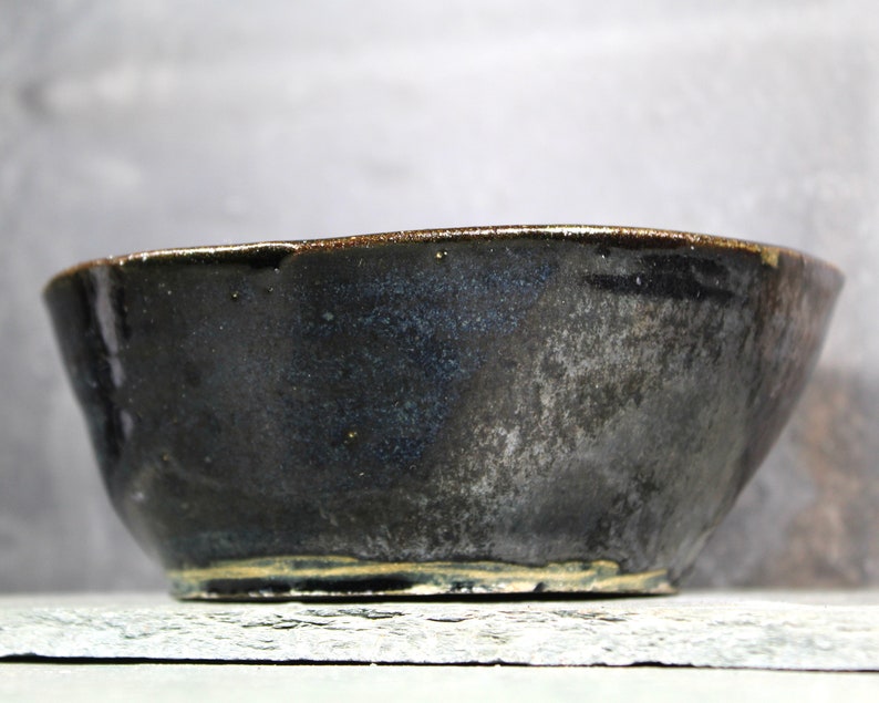 Studio Pottery Trinket Bowl 5 New England Pottery Trinket Bowl Art Pottery Black Colored Stoneware Bowl Bixley Shop image 7