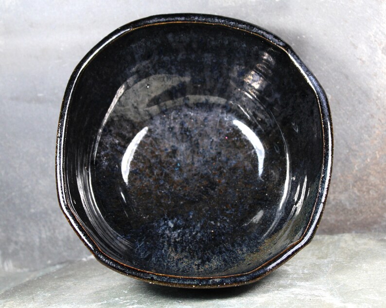 Studio Pottery Trinket Bowl 5 New England Pottery Trinket Bowl Art Pottery Black Colored Stoneware Bowl Bixley Shop image 4