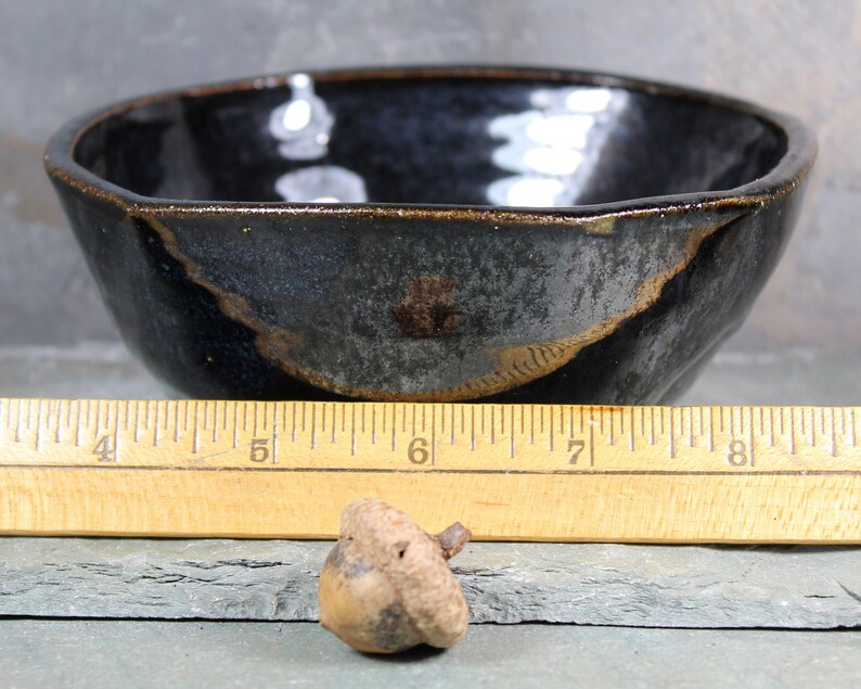 Studio Pottery Trinket Bowl 5 New England Pottery Trinket Bowl Art Pottery Black Colored Stoneware Bowl Bixley Shop image 6