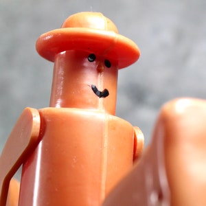 Antique Plastic Cowboy Toy | Weighted Wire with Plastic Horse and Rider | Unusual Toy | Bixley Shop