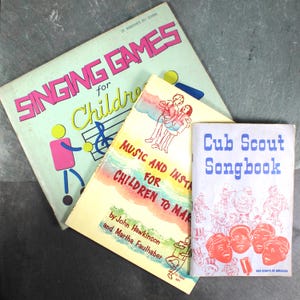 Set of 3 Children&#39;s Music Books | Music & Instruments for Children to Make, Singing Games, and Cub Scout Songbook | Bixley Shop