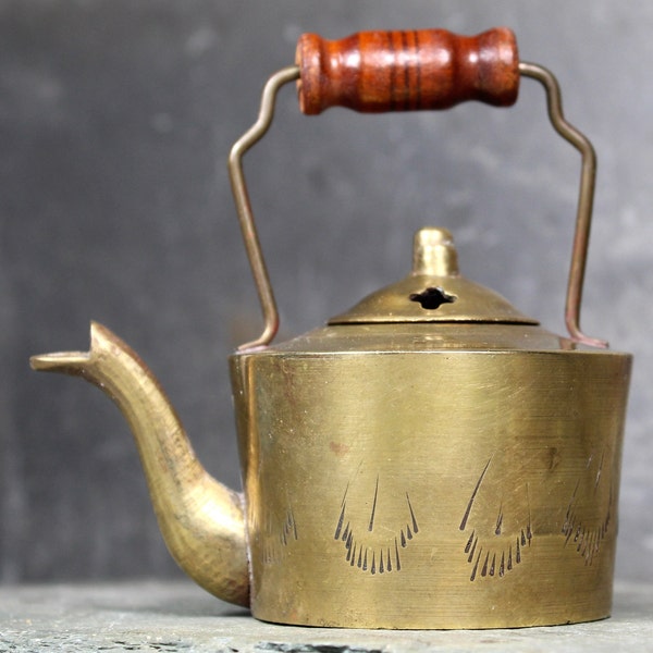 Vintage Brass Incense Box | Teapot Shaped Incense Burner | Vintage Indian Brass | Bixley Shop