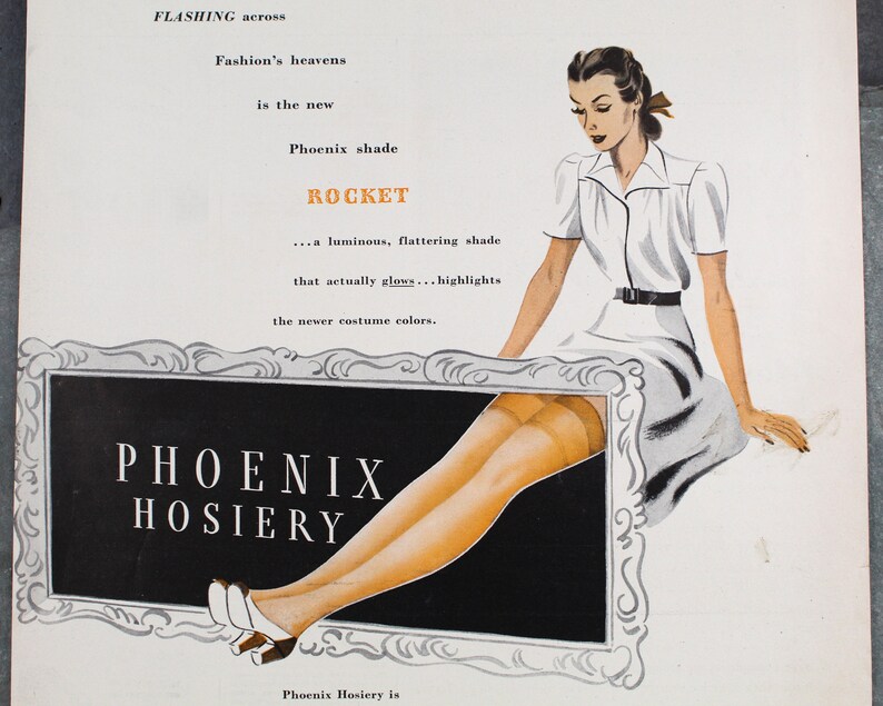 1950s Phoenix Hosiery Advertisement from Milwaukee, WI UNFRAMED Vintage Advertising Page Women's 1950s Fashion Ad Bixley Shop image 4