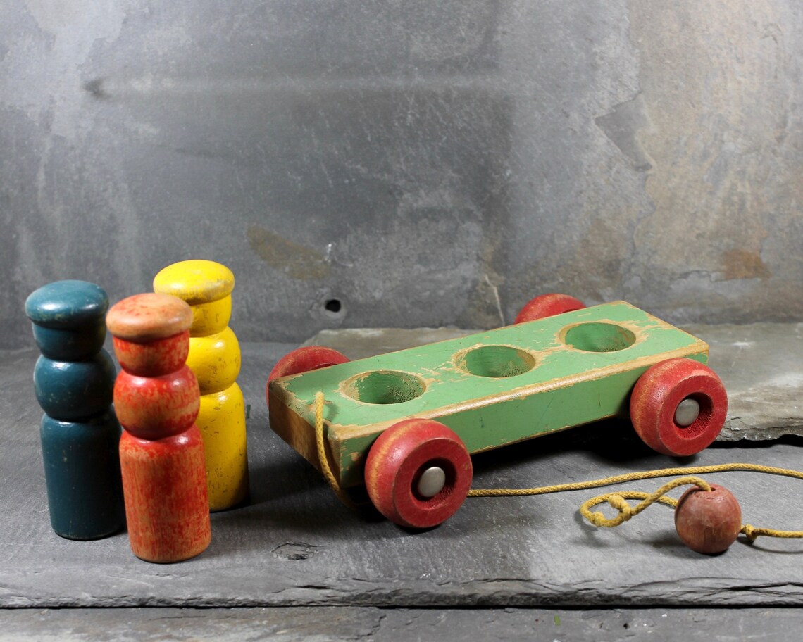 FOR TOY COLLECTORS Vintage Wooden Peg Pull Toy Classic | Etsy